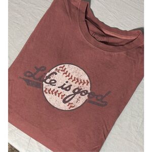 Life Is Good Shirt Mens Large Red Baseball USA Tee Graphic